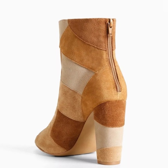 Torrid Faux Suede Patchwork Heel Booties Boots - Picture 2 of 4